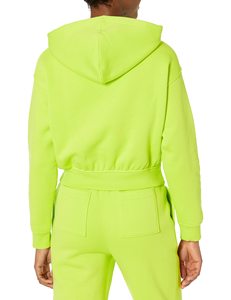 Ensemble de sweat-shirt à capuche vert lime pour femme, matière polaire, couleur unie, manches longues, respirant, grande taille, vêtements d'automne - Product Image 5