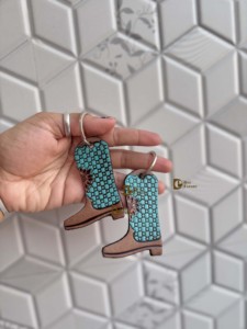 Porte-clés en cuir fait main à prix de gros, couleur turquoise, en forme de botte, boucles d'oreilles porte-clés, vente chaude, porte-clés légers - Product Image 3