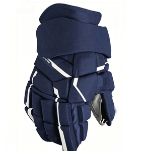 RexFit Sports Unisex Professional Padded Ice Hockey Gloves 100% Polyester <b>Black</b>/Grey Solid Pattern with <b>Velcro</b> Closure - Product Image 2