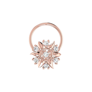AJRETAIL Clou de nez en or 14 carats style pétale de fleur étincelant avec diamant de 0,06 ct - Product Image 2