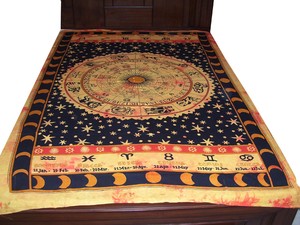 Sábana de Algodón con Mandala Celestial de Signos del Zodíaco |   Cubrecama Doble Bohemio con Estampado de Astrología |   Juego de Ropa de Cama con Diseño de Horóscopo Sol Luna Estrella - Product Image 5