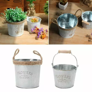 กระถางดอกไม้โลหะทรงกลมชุบสังกะสี - Product Image 4
