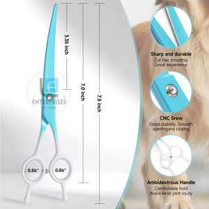 Ciseaux de toilettage pour animaux de compagnie en acier inoxydable courbé de haute qualité - Réutilisables, durables et écologiques - Product Image 3