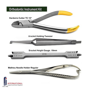 Juego de Instrumentos de Ortodoncia Dental: Cortador de Ligaduras, Pinzas Mathieu, Pinzas para Brackets, Medidor de Altura, Acero Inoxidable, Certificado CE - Product Image 1