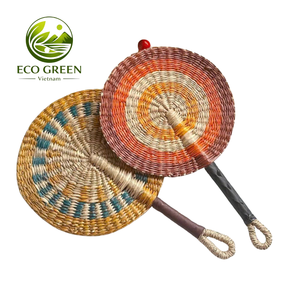 Colorful Handmade Seagrass Fan Oval Round Shape Eco Friendly Decorative Fan for <b>Wall</b> Decor Wedding and Party - Product Image 1