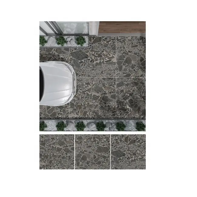 Azulejo de porcelana de terrazo de mármol Popular, cuerpo completo de gran tamaño, losa de piedra Artificial inofensivo para el hogar, garaje, proyecto de suelo