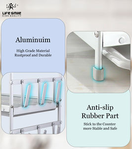 LIFE SMILE - Escurridor de Platos de Aluminio de 3 Niveles de Alta Calidad, Escurridor de Utensilios de Cocina con Soporte de Vidrio de Tres Capas - Product Image 3