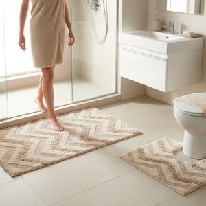Tapis de bain antidérapant à boucles, motif géométrique tissé touffeté, en micro-poly réversible, adapté aux animaux domestiques, pour hôtel et usage domestique, 1600 GSM - Product Image 2