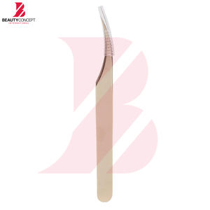 Pinzas para Extensión de Pestañas de Acero Inoxidable Color Dorado, Punta Curva de Alta Precisión para Pestañas de Volumen y Aislamiento - Product Image 6