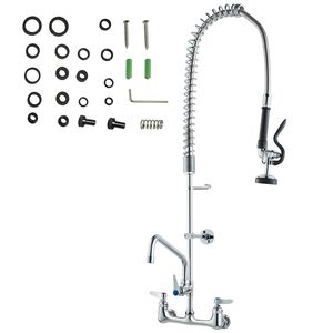 Rubinetto da cucina a parete in ottone da 36 pollici con larghezza di installazione di 8 pollici, include doccetta estraibile con beccuccio girevole da 12 pollici, per uso commerciale - Product Image 2