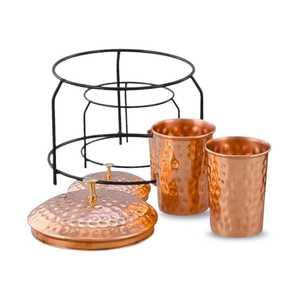Distributeur d'eau en cuivre martelé écologique |   Support moderne pour bouteille d'eau ayurvédique de 5 litres pour la maison, le bureau, le bien-être et la santé - Product Image 5
