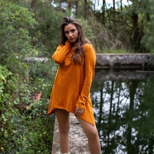 Blusa Asimétrica de Algodón para Mujer, Manga Larga, Estilo Boho, con Bolsillos, Cómoda, Informal, para Festivales - Product Image 2