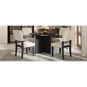 Moderno tavolo da pranzo nero 5 pezzi 4 sedie imbottite per appartamenti Studio piedistallo tavolo da cucina per piccoli posti - Product Image 1