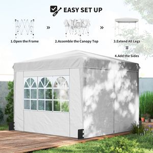 Tenda a Baldacchino Bianca 3x3 Metri con Pareti Laterali UPF50+, Riparo Istantaneo Portatile per Esterni con Borsa per il Trasporto - Product Image 4