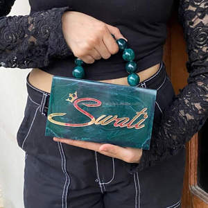 Bolso de mano de resina hecho a mano, estilo bohemio, Vintage, resistente al agua, aspecto de lujo, eventos nocturnos, celebración de boda, cadenas con correa ajustables - Product Image 2