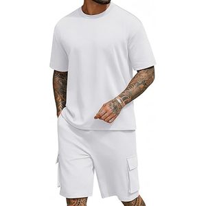 Fabricante de Conjuntos de Camiseta y Pantalones Cortos Personalizados para Hombre, Algodón, 2 Piezas, Verano, Casual, OEM, Marca Privada - Product Image 1