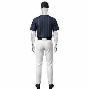 Camiseta de Béisbol para Hombre con Botones, Personalizable con el Logotipo del Equipo, Rayas Azules, Uniformes de Béisbol Económicos - Product Image 2