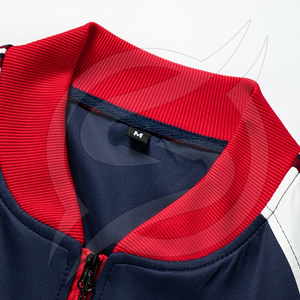 Ensemble de survêtement premium pour homme, bleu marine, blanc et rouge, à manches longues, avec fermeture éclair, vêtements de sport, jogging, respirant, coupe régulière, pour l'hiver - Product Image 4