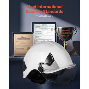 Casco di Sicurezza Industriale Approvato ANSI/ISEA Z89.1, Sospensione a 6 Punti con Cricchetto, Elmetto in ABS con Visiera Regolabile e Ventilato EN397 - Product Image 2