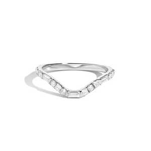 Diamond Stackable <b>Rings</b> Bar Prong Set Curved Wedding Bands Custom 14K Solid Gold 0.48ct VS+ Lab Grown Wholesale - Product Image 3