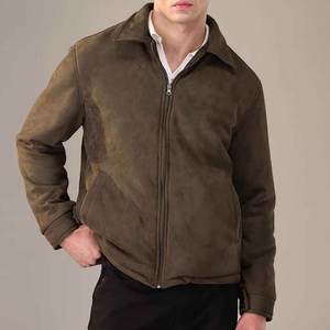 Mens Wool Blend Stand Collar Bomber Jacket Warm Fleece Lined Winter Casual Streetwear Outerwear with Zipper Closure - Product Image 4