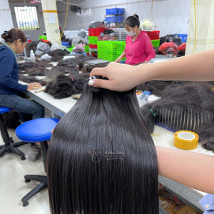 Extensiones de cabello humano vietnamita recto de hueso de alta calidad súper moderno pelucas alineadas de cutícula dibujada doble cruda - Product Image 6