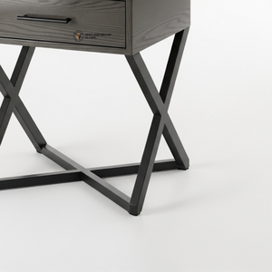 Taburete Industrial Moderno de Madera con Cajón y Base Metálica, Taburete de Almacenamiento de Lujo para Entrada, Dormitorio y Almacén, Color Personalizado - Product Image 4