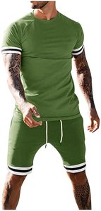 Latest Summer <b>Set</b> Fashion Men's Casual Wear Custom Logo and Size Short <b>Sets</b> Elastic Waist T-shirt And Shorts Solid Color Printed - Product Image 4