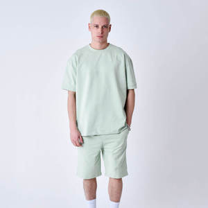 Ensemble de sport décontracté 2 pièces pour homme, haute qualité, printemps, t-shirt et short, polyester/coton, séchage rapide, style vintage - Product Image 5