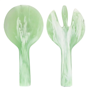 AUREVIA CRAFTS Classical Resin Salad Servers Set Eco-Friendly Dishwasher/Microwave/Oven <b>Safe</b> Handmade Spoon Fork Salad <b>Tools</b> - Product Image 4