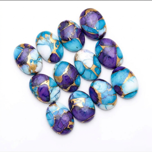Piedra preciosa suelta de turquesa cobre violeta rara, cabujón de forma ovalada para la fabricación de joyas - Product Image 1