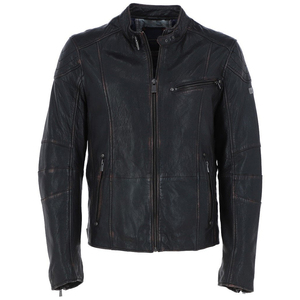 Men's Genuine Leather Motorcycle Jacket Slim Fit Stand Collar Zipper Closure Windproof Moto Biker Style Autumn Wear - Product Image 1