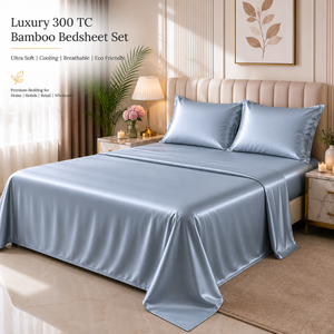 ผ้าปูที่นอนโรงแรมแบมบู 300 เส้นด้าย |   ชุดเครื่องนอนเนื้อนุ่ม ระบายอากาศได้ดี เย็นสบาย เหมาะสำหรับโรงแรม บ้านพัก และขายส่ง ชุดผ้าปูที่นอนคุณภาพพรีเมียม - Product Image 4