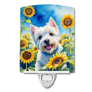 Westie Sunflowers Ceramic Night <b>Light</b> New UL-Certified Compact 6x4x3 Multicolor for Bedroom Bathroom <b>Nursery</b> Hallway Kitchen - Product Image 1