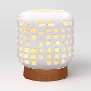 Luxury design lantern iron candle holder with mango wooden base decorative outdoor candle holder offers customizations <b>white</b> - Product Image 6