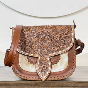 Sacs à bandoulière en cuir de vachette véritable, faits à la main, de qualité supérieure, design floral élégant, sacs à bandoulière pour femmes - Product Image 2