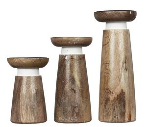 Wooden Eco-Friendly <b>Tall</b> Handmade Pillar Candle Holder Set Rustic Brown <b>Table</b> Centerpiece Home Decor Christmas - Product Image 1