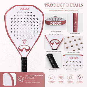 <span class=keywords><strong>Raquette</strong></span> de <span class=keywords><strong>padel</strong></span> pour femmes, carbone 12K, 350g, légère, design floral, cadre entièrement en carbone de 38 mm, face texturée, vente en gros OEM, <span class=keywords><strong>raquette</strong></span> de tennis - Product Image 3