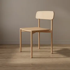 Silla Escolar Moderna Minimalista de Madera con Respaldo Sólido, Estructura Metálica y Patas Cónicas para Uso en el Aula - Product Image 1
