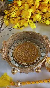 Juego de Thali para la ceremonia de Haldi con decoración de espejos, juego completo de Thali con tazón y aplicador, ideal para regalo. - Product Image 2
