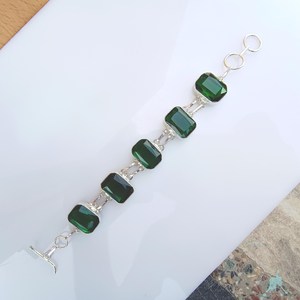 Green Topaz Bracelet Sterling Silver Plated Brass Handmade Gemstone Jewelry Adjustable Women <b>Men</b> Gift - Product Image 4