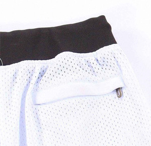 Men's <b>White</b> Solid Mesh Shorts with Front Logo Drawstring Waist <b>Cargo</b> Style Breathable Knitted Fabric - Product Image 5