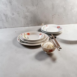 Ensemble bol et soucoupe en mélamine, design minimaliste peint à la main, assiettes rondes, durables, pour les fêtes - Product Image 2