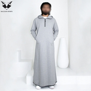 <b>Men</b> Tech <b>Thobe</b> Hoodie Style Muslim Wear Comfortable with Modern Design Traditional Polyester Thobes and Turbans - Product Image 2