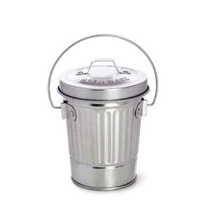 Poubelle en métal galvanisé au design attrayant, de qualité supérieure, de forme ronde, avec couvercle, pour le rangement des déchets - Product Image 1