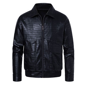 Chaqueta de Cuero 100% Genuino para Hombre, Nueva y Elegante, con Estampado de Piel de Cocodrilo, Estilo Vintage, para Otoño - Product Image 5