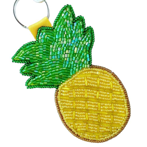 Handmade Canvas Beaded Keychain Letter a Green Blue White Seed Beads Embroidery Craft Christmas Chinese New Year Decor Accessory - Product Image 2