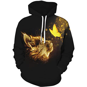 Sweat-shirt unisexe à capuche imprimé 3D chats, coupe ample, décontracté, impression par sublimation, 100 % coton molletonné, écologique, pour l'automne - Product Image 2