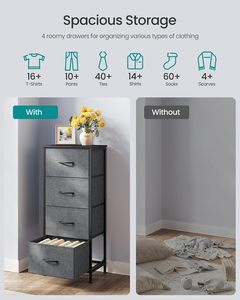 ตู้ลิ้นชักผ้า 4 ชั้น สีดำ ดีไซน์ตู้เก็บของโลหะ - Product Image 3