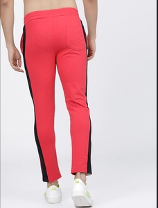 Pantalon de survêtement rouge pour homme 100 % coton, respirant, anti-transpiration, taille élastique avec cordon de serrage, style streetwear décontracté, en maille - Product Image 4